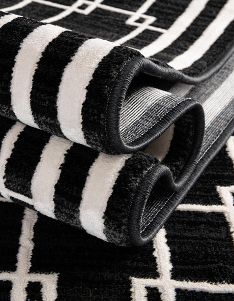 Black 2' x 5' 1 Jill Zarin Uptown Runner Area Rug 70% Polypropylene & 30% Polyester  Contemporary Carpet for Living, Dining, Office, Bedroom for Sale at Rug Engine