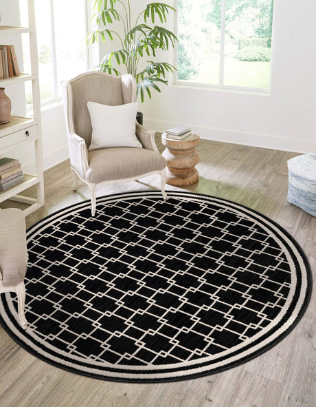 Black 7' 10 x 7' 10 Jill Zarin Uptown Round Area Rug 70% Polypropylene & 30% Polyester  Contemporary Carpet for Living, Dining, Office, Bedroom for Sale at Rug Engine