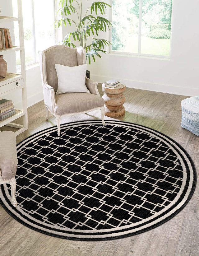 Black 7' 10 x 7' 10 Jill Zarin Uptown Round Area Rug 70% Polypropylene & 30% Polyester  Contemporary Carpet for Living, Dining, Office, Bedroom for Sale at Rug Engine