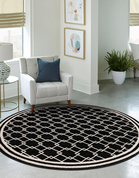 Black 7' 10 x 7' 10 Jill Zarin Uptown Round Area Rug 70% Polypropylene & 30% Polyester  Contemporary Carpet for Living, Dining, Office, Bedroom for Sale at Rug Engine