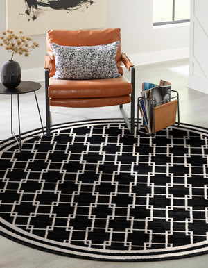 Black 7' 10 x 7' 10 Jill Zarin Uptown Round Area Rug 70% Polypropylene & 30% Polyester  Contemporary Carpet for Living, Dining, Office, Bedroom for Sale at Rug Engine
