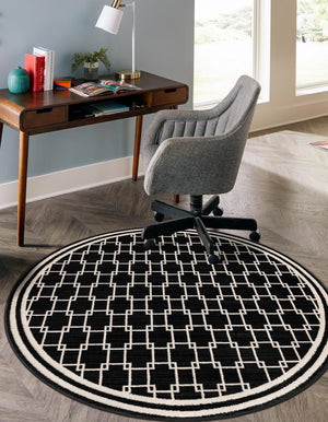 Black 7' 10 x 7' 10 Jill Zarin Uptown Round Area Rug 70% Polypropylene & 30% Polyester  Contemporary Carpet for Living, Dining, Office, Bedroom for Sale at Rug Engine