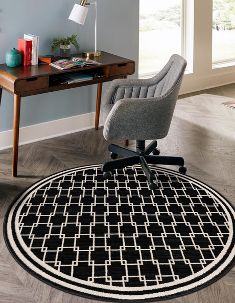 Black 7' 10 x 7' 10 Jill Zarin Uptown Round Area Rug 70% Polypropylene & 30% Polyester  Contemporary Carpet for Living, Dining, Office, Bedroom for Sale at Rug Engine