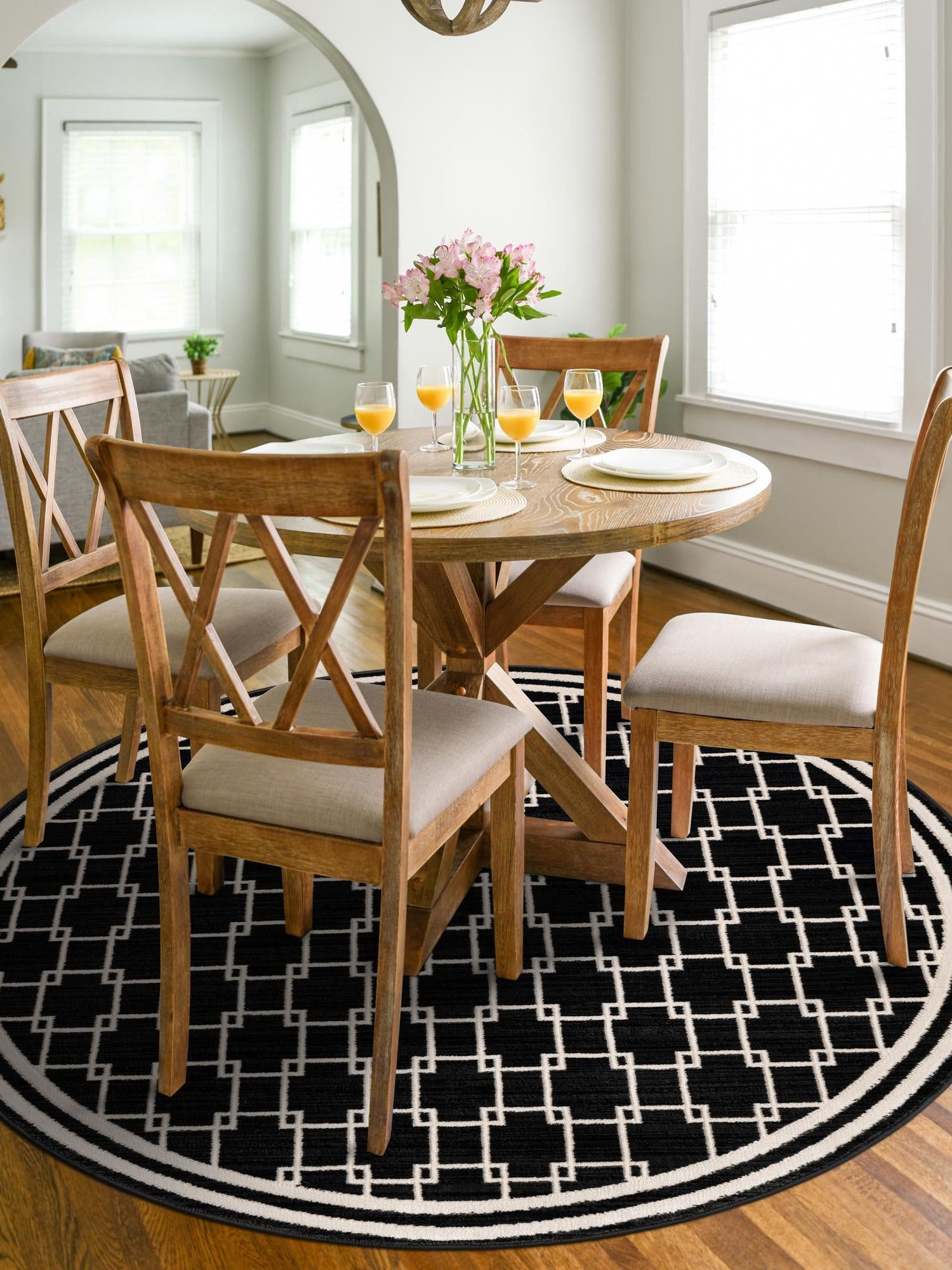 Black 7' 10 x 7' 10 Jill Zarin Uptown Round Area Rug 70% Polypropylene & 30% Polyester  Contemporary Carpet for Living, Dining, Office, Bedroom for Sale at Rug Engine