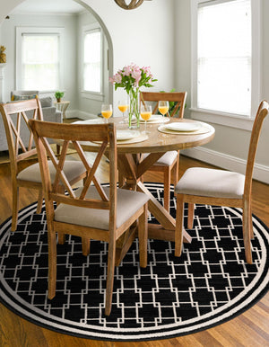Black 7' 10 x 7' 10 Jill Zarin Uptown Round Area Rug 70% Polypropylene & 30% Polyester  Contemporary Carpet for Living, Dining, Office, Bedroom for Sale at Rug Engine