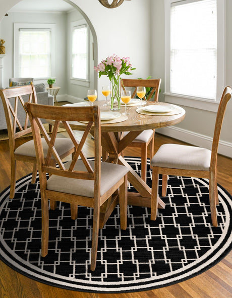 Black 7' 10 x 7' 10 Jill Zarin Uptown Round Area Rug 70% Polypropylene & 30% Polyester  Contemporary Carpet for Living, Dining, Office, Bedroom for Sale at Rug Engine