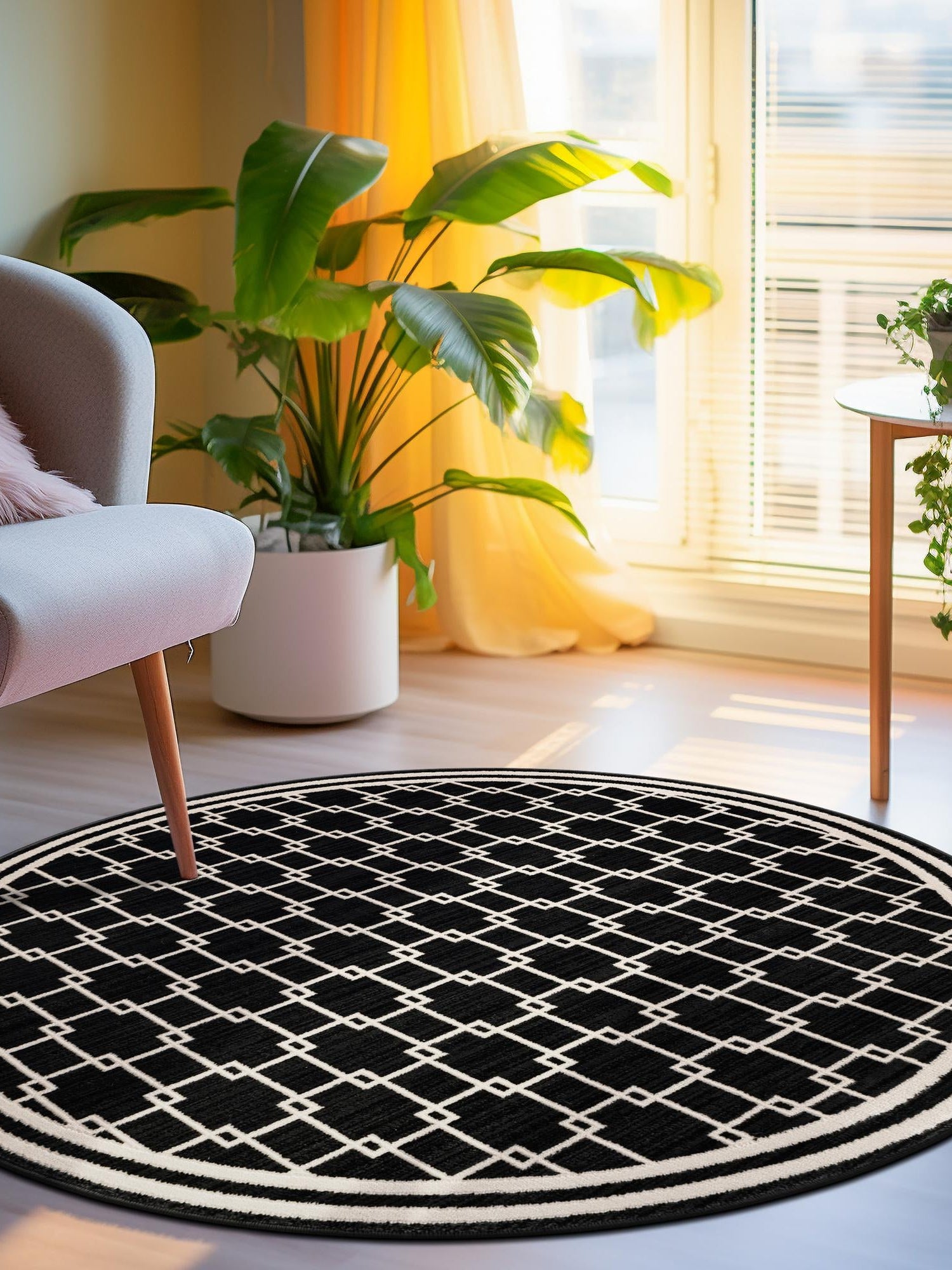 Black 7' 10 x 7' 10 Jill Zarin Uptown Round Area Rug 70% Polypropylene & 30% Polyester  Contemporary Carpet for Living, Dining, Office, Bedroom for Sale at Rug Engine