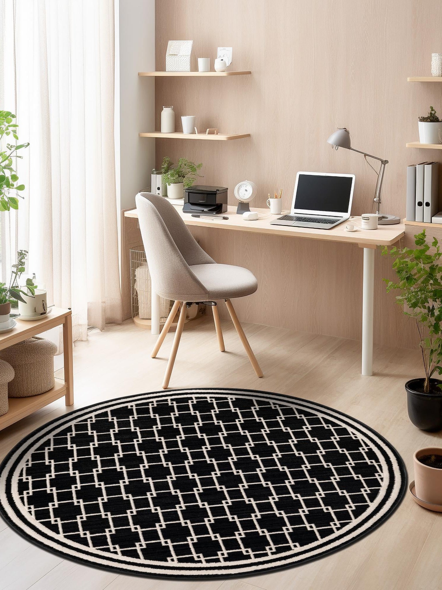 Black 7' 10 x 7' 10 Jill Zarin Uptown Round Area Rug 70% Polypropylene & 30% Polyester  Contemporary Carpet for Living, Dining, Office, Bedroom for Sale at Rug Engine