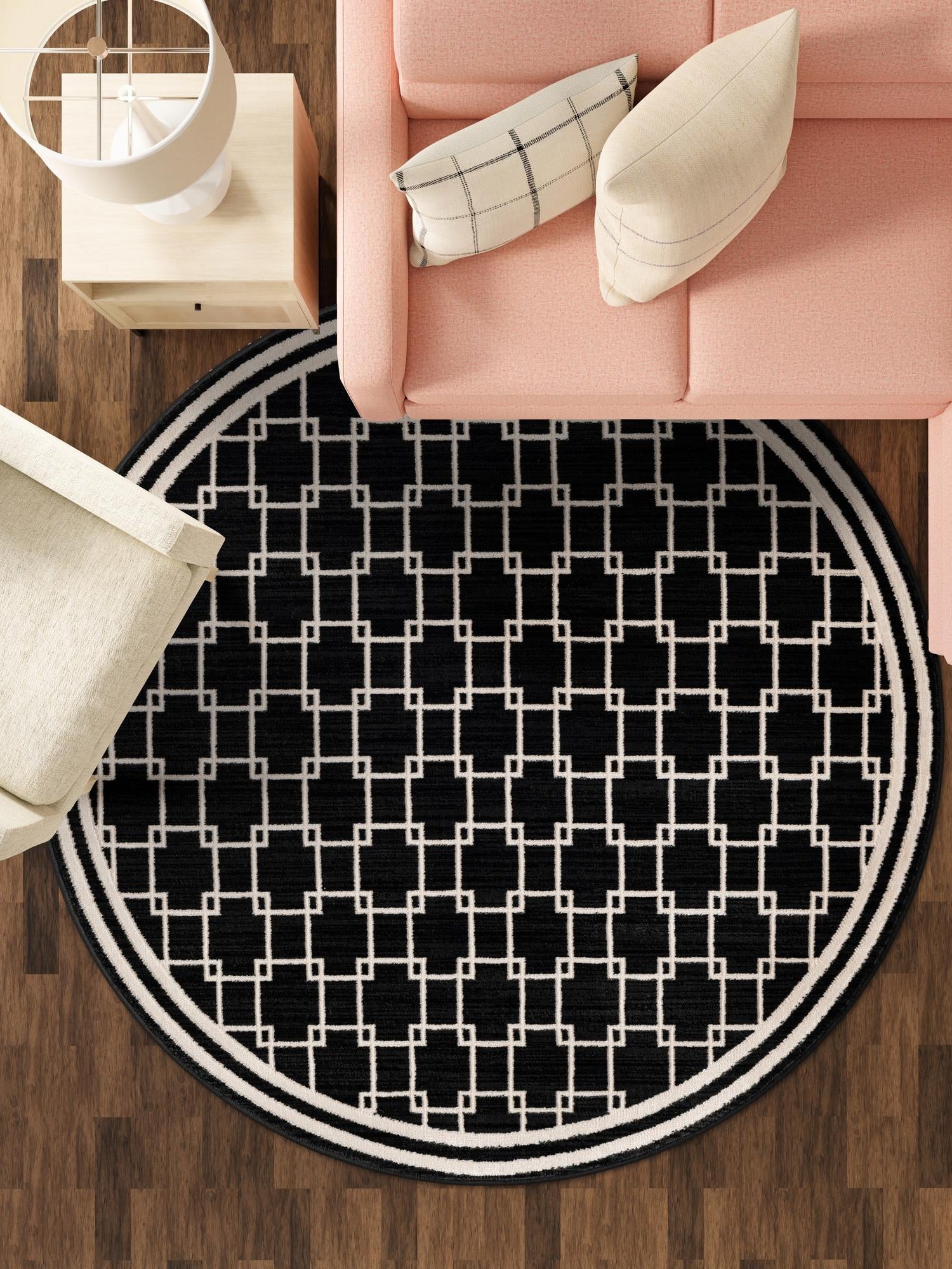 Black 7' 10 x 7' 10 Jill Zarin Uptown Round Area Rug 70% Polypropylene & 30% Polyester  Contemporary Carpet for Living, Dining, Office, Bedroom for Sale at Rug Engine