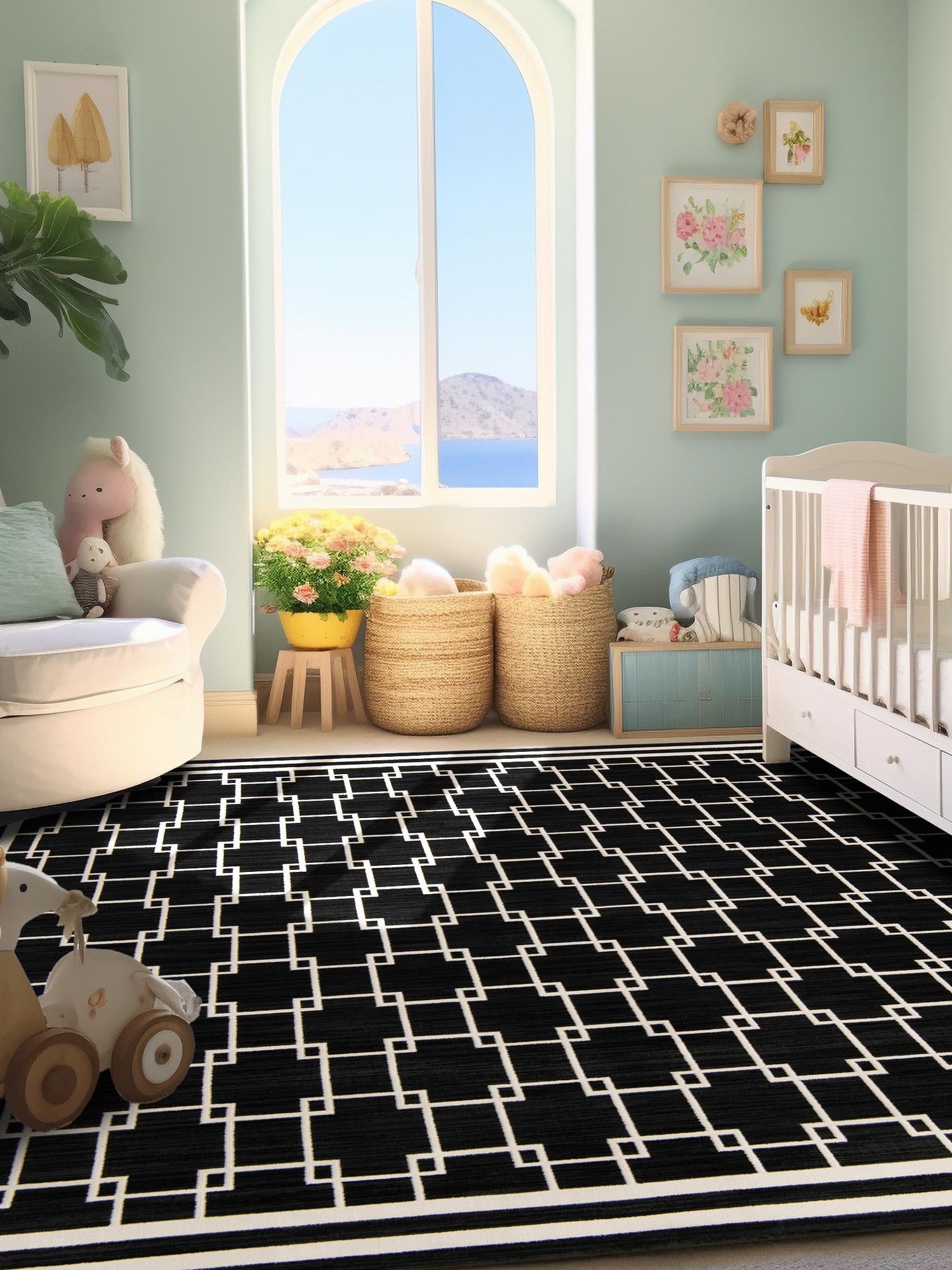Black 7' 10 x 7' 10 Jill Zarin Uptown Square Area Rug 70% Polypropylene & 30% Polyester  Contemporary Carpet for Living, Dining, Office, Bedroom for Sale at Rug Engine