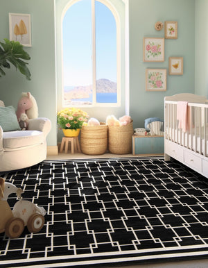 Black 7' 10 x 7' 10 Jill Zarin Uptown Square Area Rug 70% Polypropylene & 30% Polyester  Contemporary Carpet for Living, Dining, Office, Bedroom for Sale at Rug Engine
