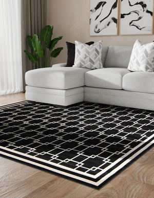 Black 7' 10 x 7' 10 Jill Zarin Uptown Square Area Rug 70% Polypropylene & 30% Polyester  Contemporary Carpet for Living, Dining, Office, Bedroom for Sale at Rug Engine