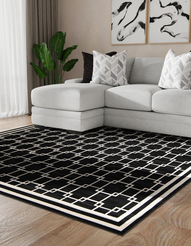 Black 7' 10 x 7' 10 Jill Zarin Uptown Square Area Rug 70% Polypropylene & 30% Polyester  Contemporary Carpet for Living, Dining, Office, Bedroom for Sale at Rug Engine