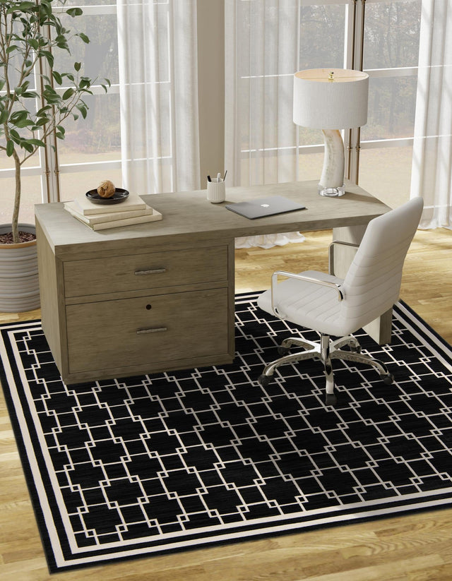 Black 7' 10 x 7' 10 Jill Zarin Uptown Square Area Rug 70% Polypropylene & 30% Polyester  Contemporary Carpet for Living, Dining, Office, Bedroom for Sale at Rug Engine