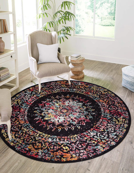 Multicolor 5' 3 x 5' 3 Penrose Round Area Rug Classic Durable Stain Resistant Easy Clean Carpet for Traditional Indoor Home Decor for Sale at Rug Engine