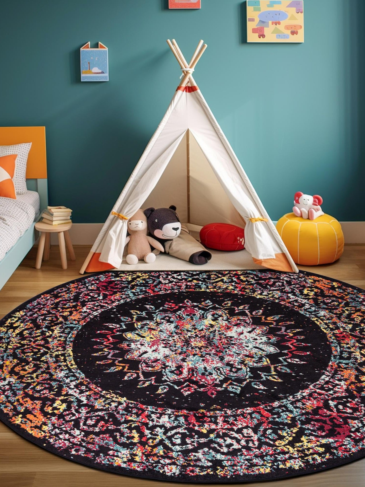 Multicolor 7' 10 x 7' 10 Penrose Round Area Rug