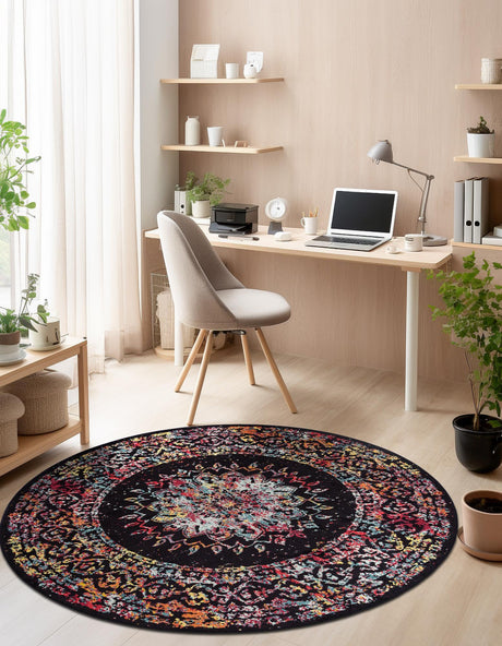 Multicolor 3' 1 x 3' 1 Penrose Round Area Rug Classic Durable Stain Resistant Easy Clean Carpet for Traditional Indoor Home Decor for Sale at Rug Engine