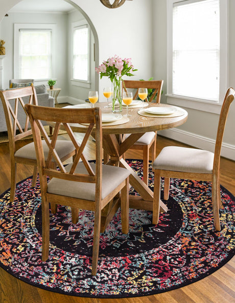 Multicolor 7' 10 x 7' 10 Penrose Round Area Rug Classic Durable Stain Resistant Easy Clean Carpet for Traditional Indoor Home Decor for Sale at Rug Engine