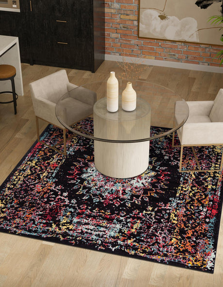 Multicolor 7' 10 x 7' 10 Penrose Square Area Rug Classic Durable Stain Resistant Easy Clean Carpet for Traditional Indoor Home Decor for Sale at Rug Engine