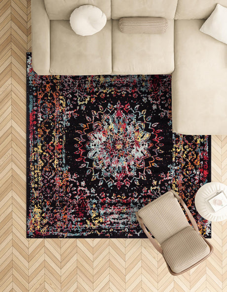 Multicolor 7' 10 x 7' 10 Penrose Square Area Rug Classic Durable Stain Resistant Easy Clean Carpet for Traditional Indoor Home Decor for Sale at Rug Engine