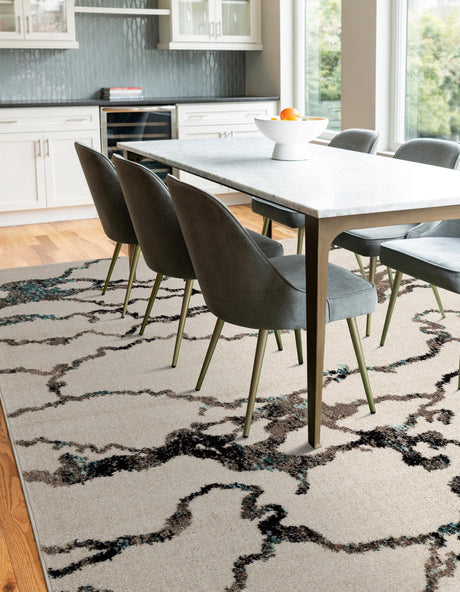 Ivory 7' 10 x 10' Penrose Rectangle Area Rug Classic Durable Stain Resistant Easy Clean Carpet for Traditional Indoor Home Decor for Sale at Rug Engine