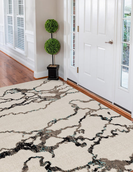 Ivory 5' 3 x 8' Penrose Rectangle Area Rug Classic Durable Stain Resistant Easy Clean Carpet for Traditional Indoor Home Decor for Sale at Rug Engine