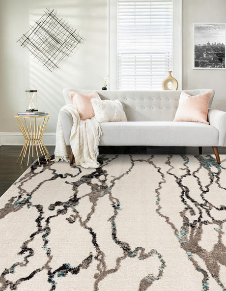 Ivory 5' 3 x 8' Penrose Rectangle Area Rug Classic Durable Stain Resistant Easy Clean Carpet for Traditional Indoor Home Decor for Sale at Rug Engine