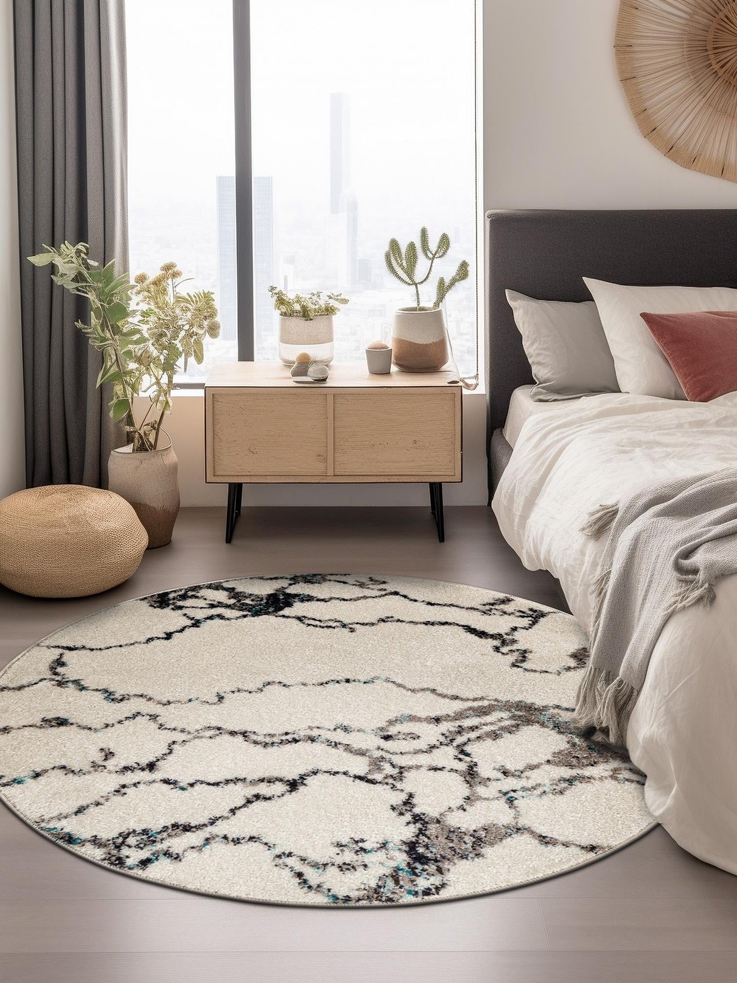 Ivory 7' 10 x 7' 10 Penrose Round Area Rug