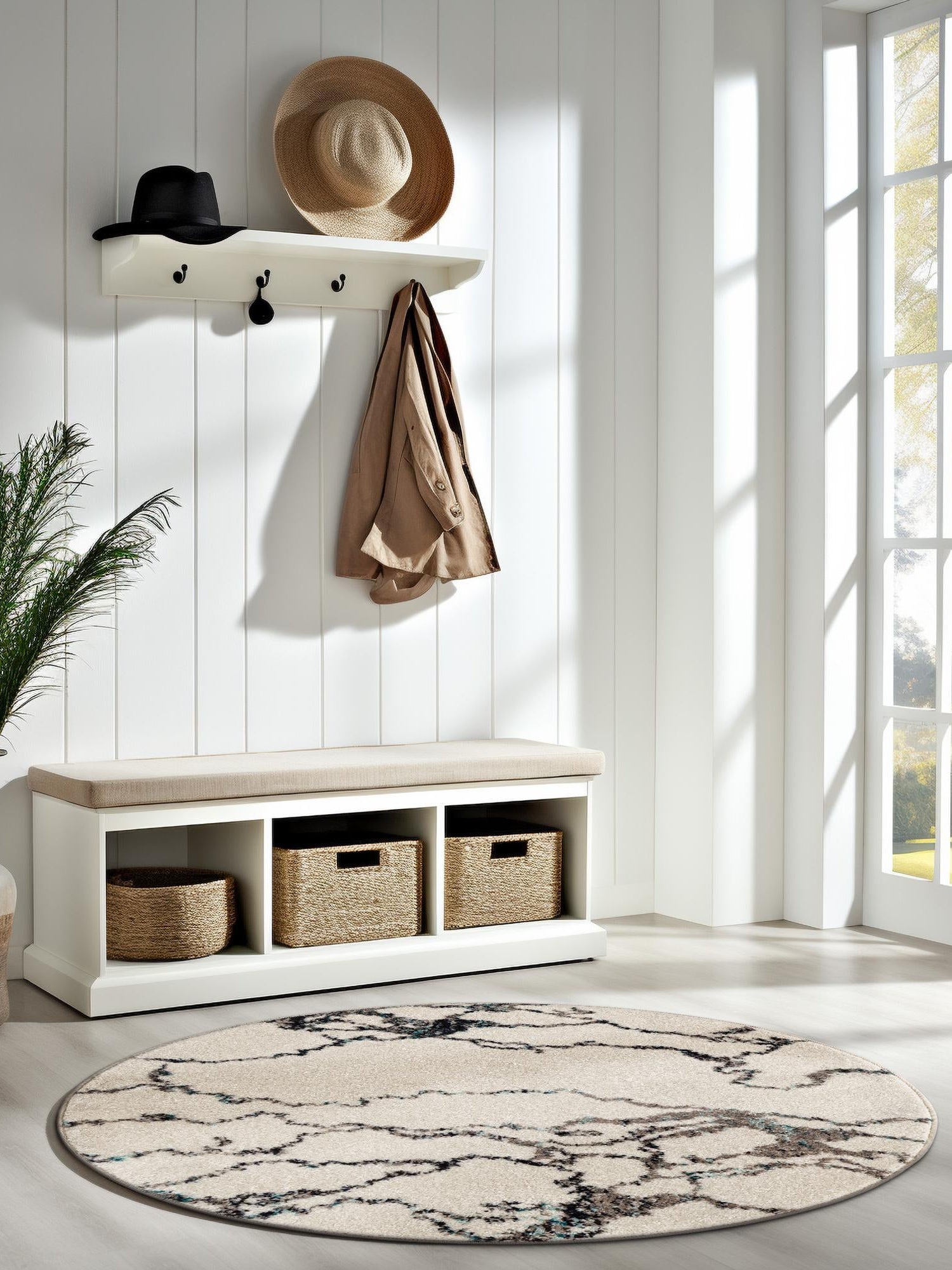 Ivory 3' 1 x 3' 1 Penrose Round Area Rug