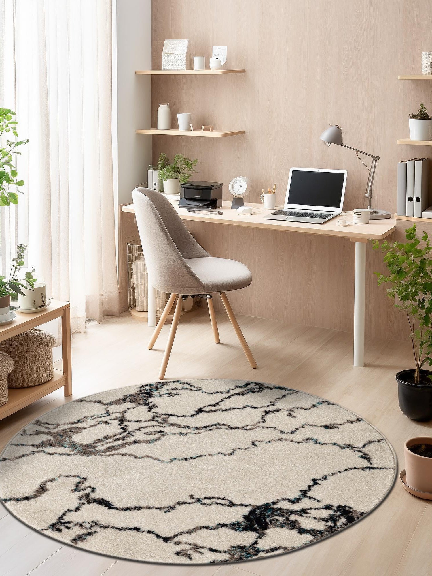 Ivory 7' 10 x 7' 10 Penrose Round Area Rug