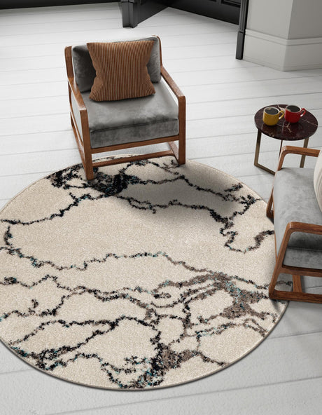 Ivory 10' x 10' Penrose Round Area Rug Classic Durable Stain Resistant Easy Clean Carpet for Traditional Indoor Home Decor for Sale at Rug Engine
