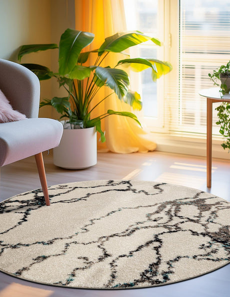 Ivory 10' x 10' Penrose Round Area Rug Classic Durable Stain Resistant Easy Clean Carpet for Traditional Indoor Home Decor for Sale at Rug Engine