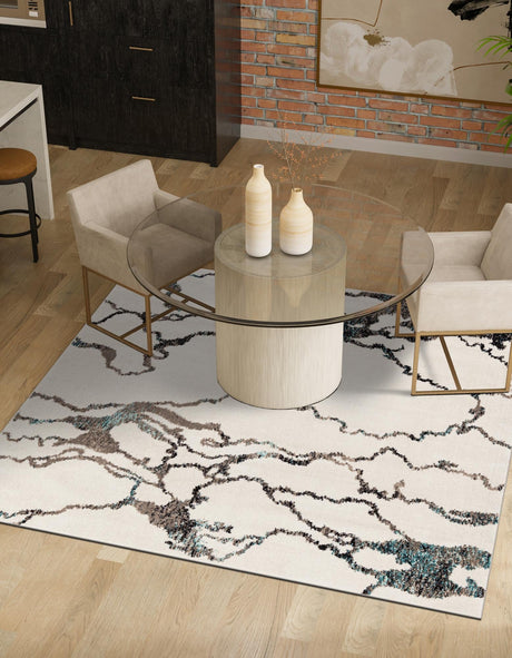 Ivory 10' x 10' Penrose Square Area Rug Classic Durable Stain Resistant Easy Clean Carpet for Traditional Indoor Home Decor for Sale at Rug Engine