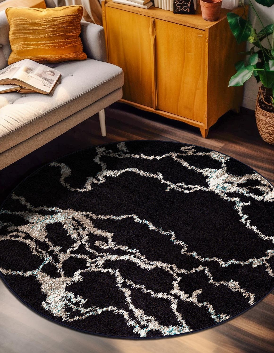 Navy Blue 3' 1 x 3' 1 Penrose Round Area Rug