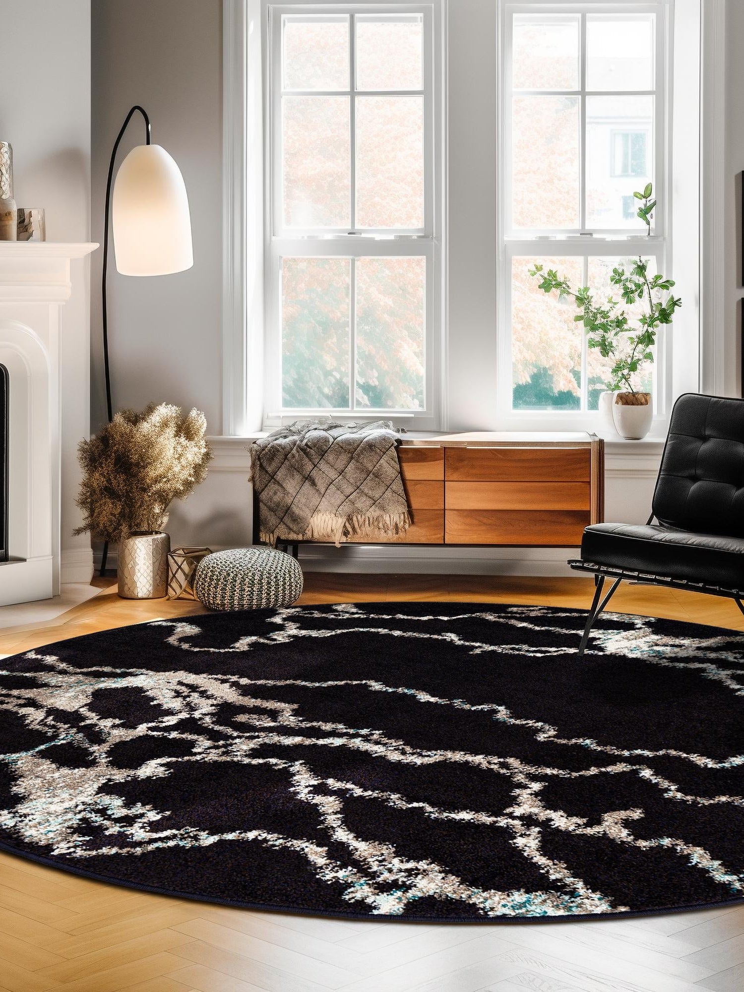 Navy Blue 7' 10 x 7' 10 Penrose Round Area Rug