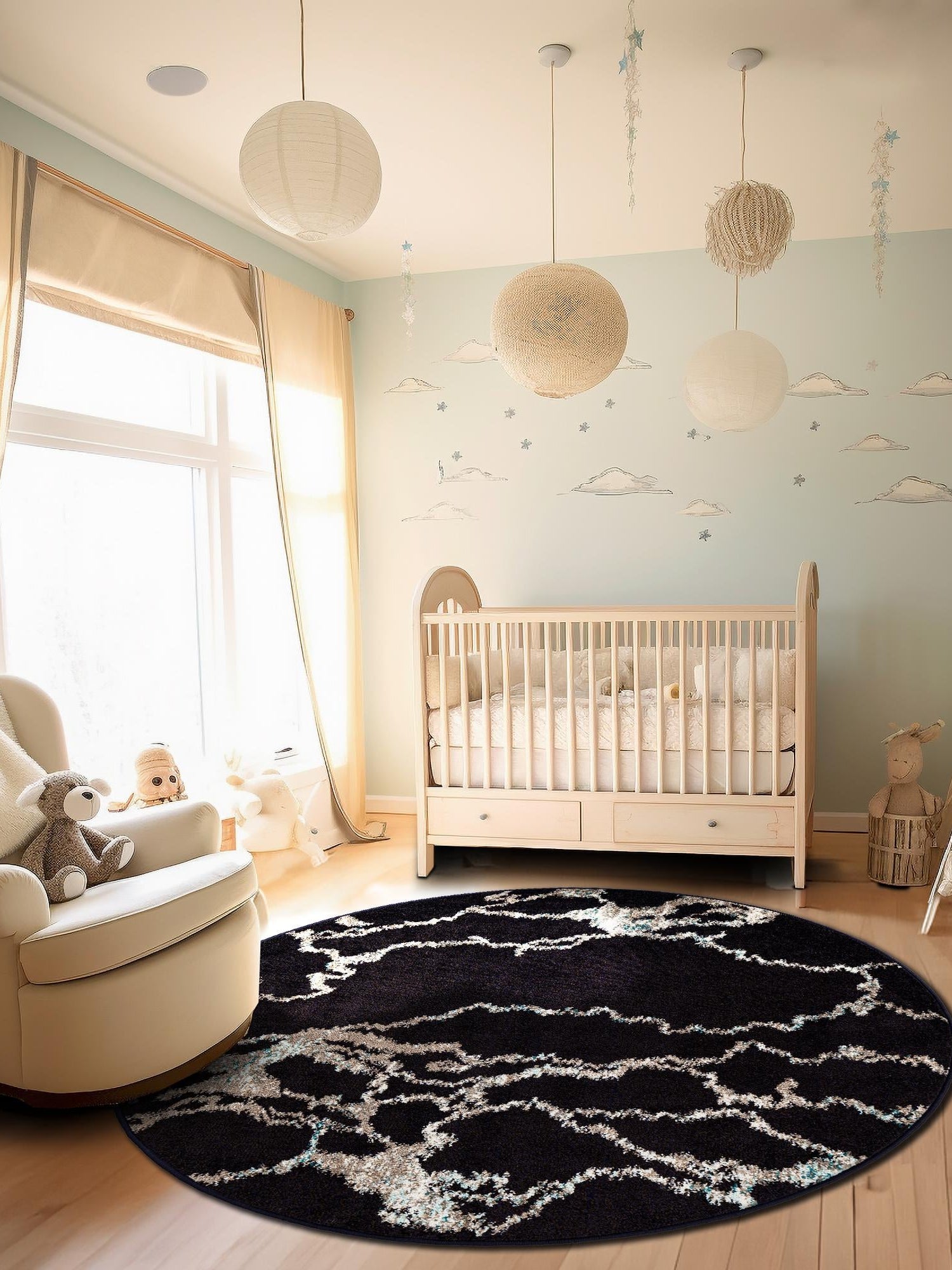 Navy Blue 3' 1 x 3' 1 Penrose Round Area Rug