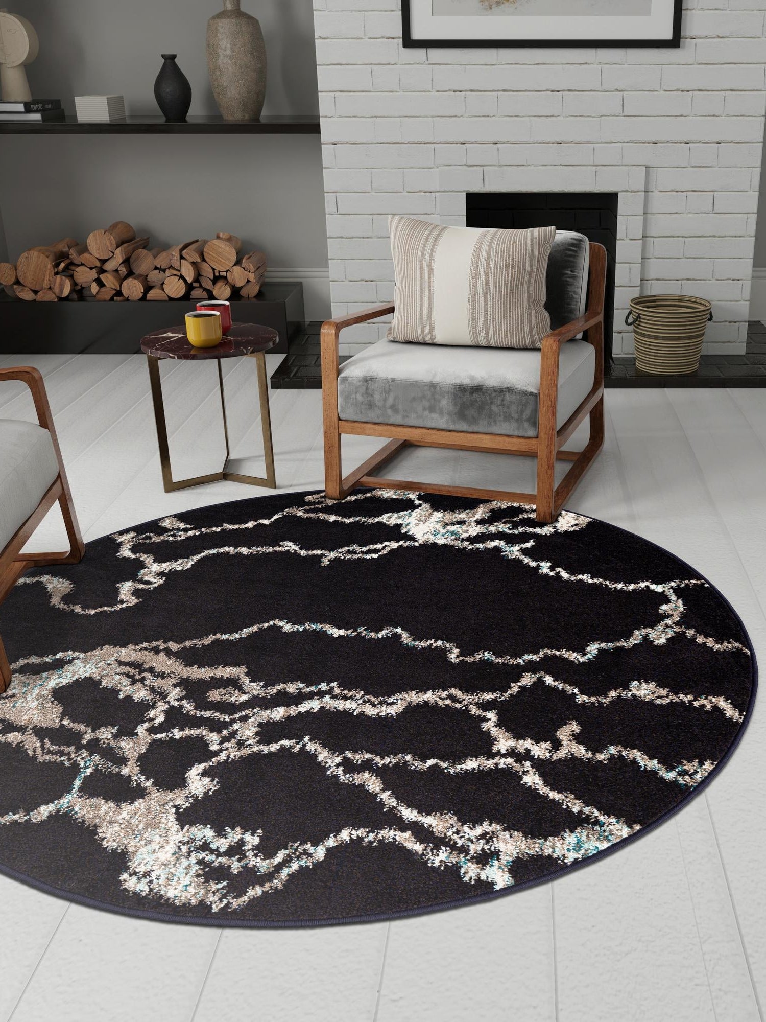 Navy Blue 7' 10 x 7' 10 Penrose Round Area Rug