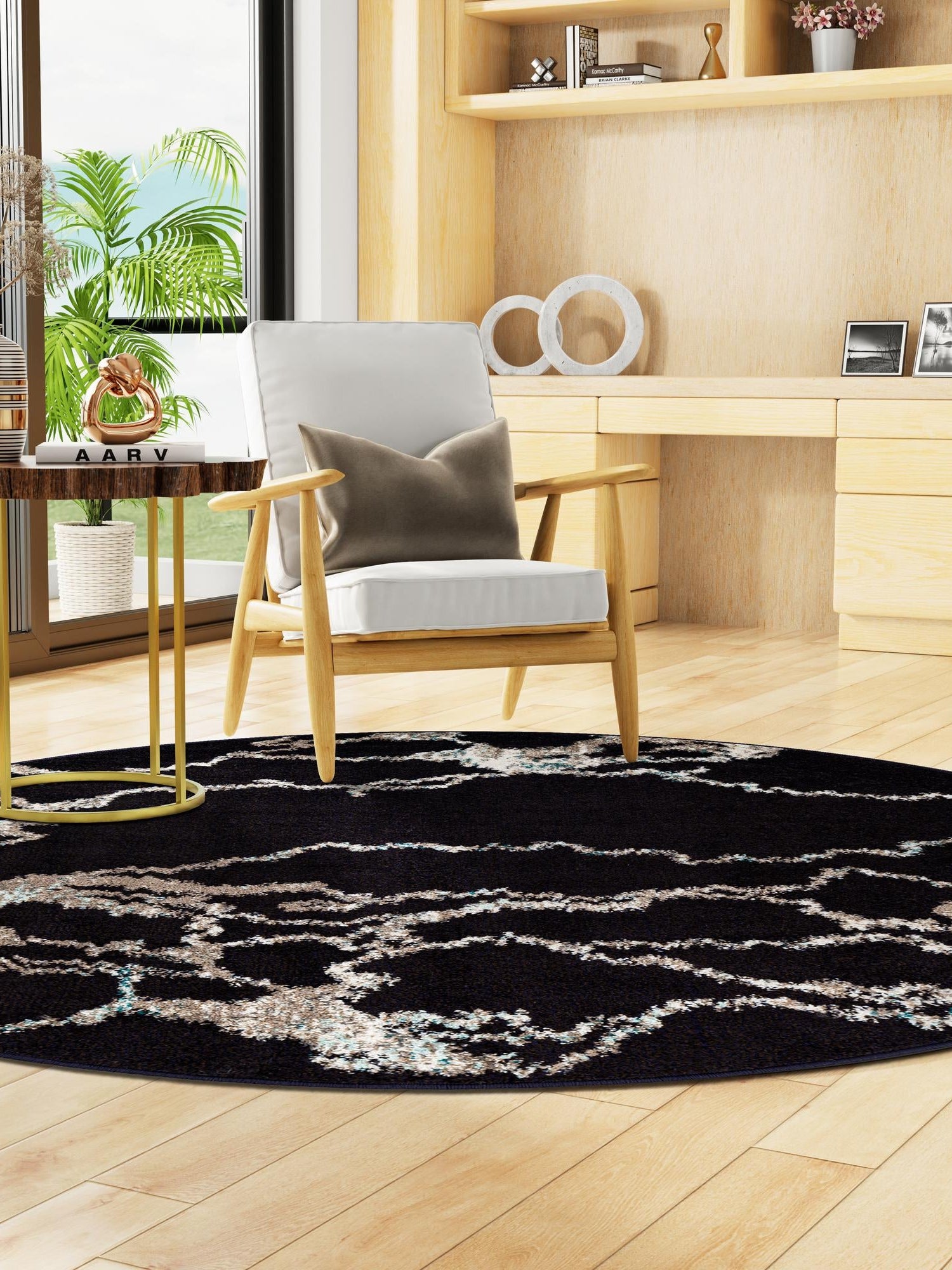 Navy Blue 7' 10 x 7' 10 Penrose Round Area Rug