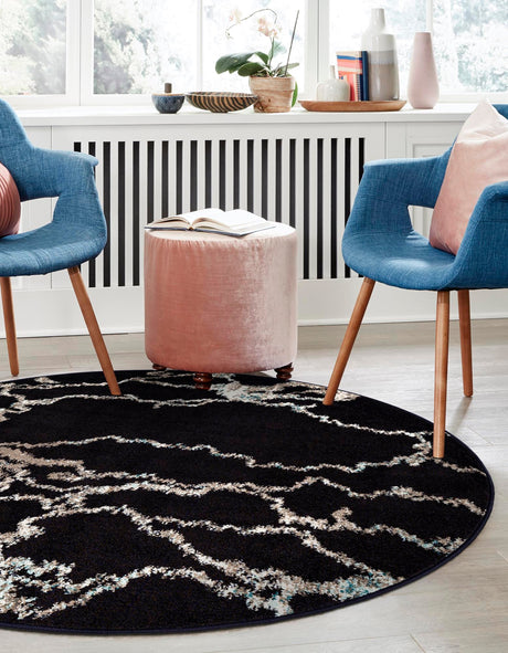 Navy Blue 10' x 10' Penrose Round Area Rug Classic Durable Stain Resistant Easy Clean Carpet for Traditional Indoor Home Decor for Sale at Rug Engine