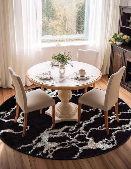 Navy Blue 10' x 10' Penrose Round Area Rug Classic Durable Stain Resistant Easy Clean Carpet for Traditional Indoor Home Decor for Sale at Rug Engine