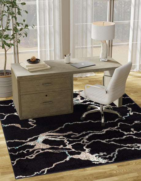 Navy Blue 10' x 10' Penrose Square Area Rug Classic Durable Stain Resistant Easy Clean Carpet for Traditional Indoor Home Decor for Sale at Rug Engine