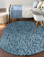 Aegean Blue 4' x 6' Infinity Shag Oval Area Rug Thick Soft Touch Fluffy & Plush Shaggy Pile 100% Polypropylene With Jute Backing Solid Color Minimalist Carpet for Sale at Rug Engine