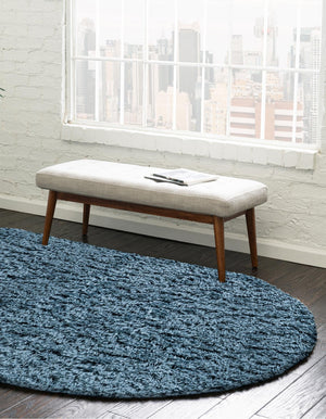 Aegean Blue 4' x 6' Infinity Shag Oval Area Rug Thick Soft Touch Fluffy & Plush Shaggy Pile 100% Polypropylene With Jute Backing Solid Color Minimalist Carpet for Sale at Rug Engine
