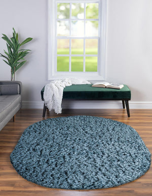 Aegean Blue 4' x 6' Infinity Shag Oval Area Rug Thick Soft Touch Fluffy & Plush Shaggy Pile 100% Polypropylene With Jute Backing Solid Color Minimalist Carpet for Sale at Rug Engine