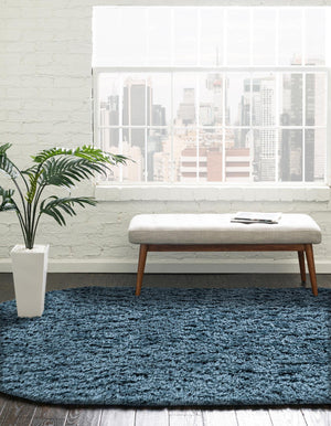 Aegean Blue 4' x 6' Infinity Shag Oval Area Rug Thick Soft Touch Fluffy & Plush Shaggy Pile 100% Polypropylene With Jute Backing Solid Color Minimalist Carpet for Sale at Rug Engine