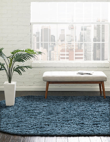 Aegean Blue 4' x 6' Infinity Shag Oval Area Rug Thick Soft Touch Fluffy & Plush Shaggy Pile 100% Polypropylene With Jute Backing Solid Color Minimalist Carpet for Sale at Rug Engine
