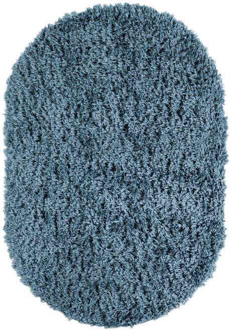 Aegean Blue 4' x 6' Infinity Shag Oval Area Rug Thick Soft Touch Fluffy & Plush Shaggy Pile 100% Polypropylene With Jute Backing Solid Color Minimalist Carpet for Sale at Rug Engine