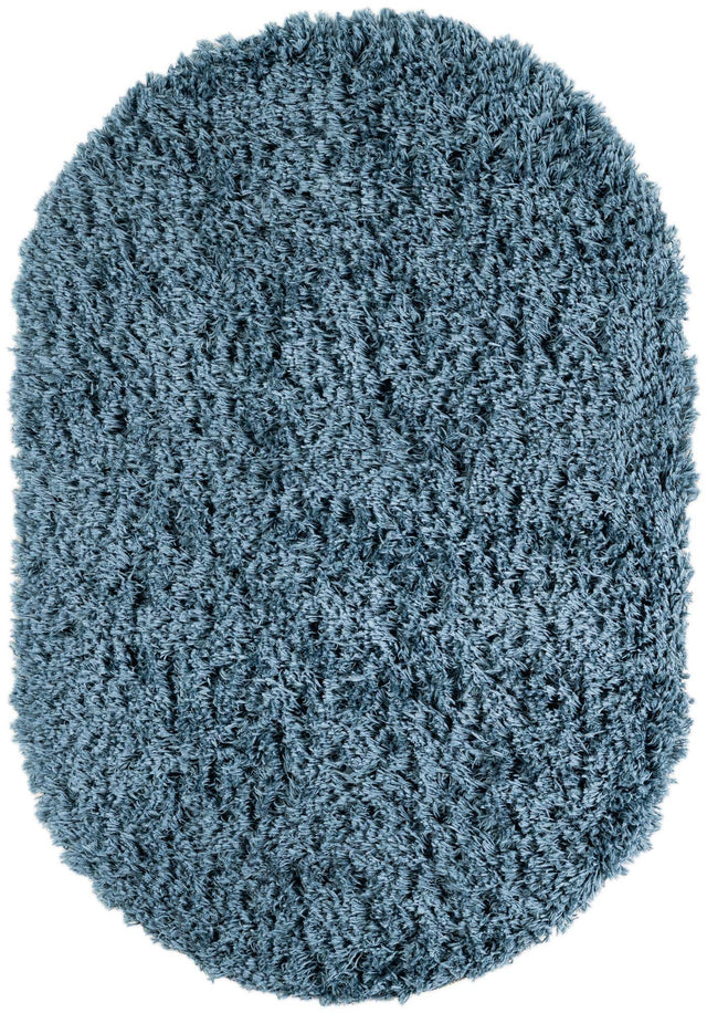 Aegean Blue 4' x 6' Infinity Shag Oval Area Rug Thick Soft Touch Fluffy & Plush Shaggy Pile 100% Polypropylene With Jute Backing Solid Color Minimalist Carpet for Sale at Rug Engine