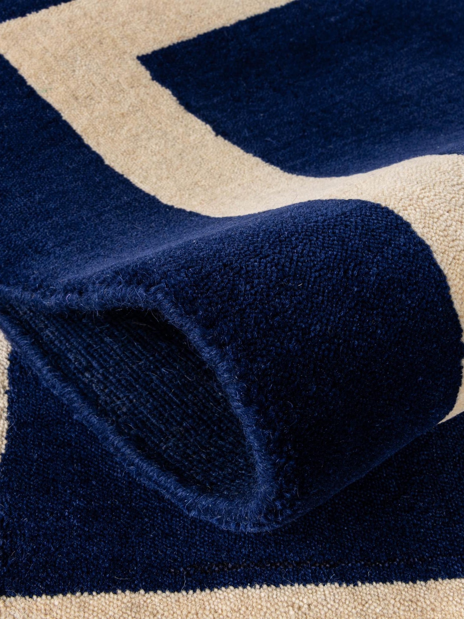 Cobalt Blue 2' 2 x 3' 1 Jill Zarin Border Wool Rectangle Area Rug 80% Wool & 20% Cotton Hand Made Luxury All Natural Carpet for Interior Design for Sale at Rug Engine