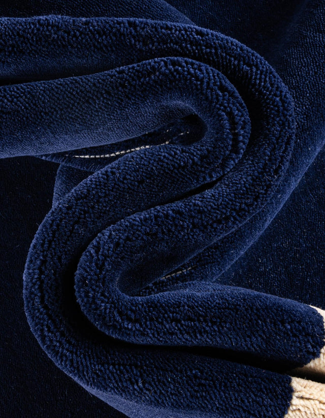 Cobalt Blue 2' 2 x 3' 1 Jill Zarin Border Wool Rectangle Area Rug 80% Wool & 20% Cotton Hand Made Luxury All Natural Carpet for Interior Design for Sale at Rug Engine